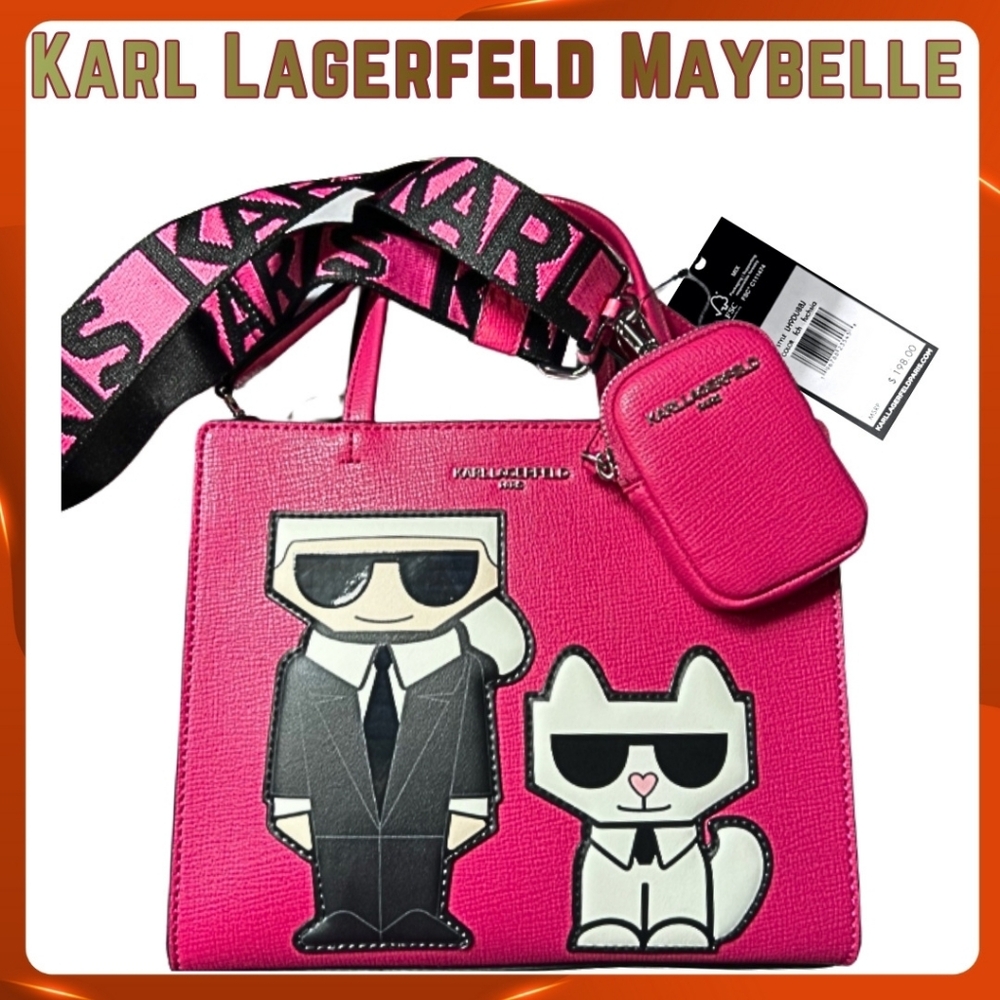 Karl Lagerfeld Maybelle Choupette Crossbody Handbag Fuchsia Red NWT MSRP $198